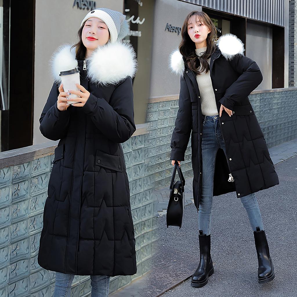 Women's Winter Long Thickened Cotton Jacket Hooded Cotton Jacket Cold Clothing