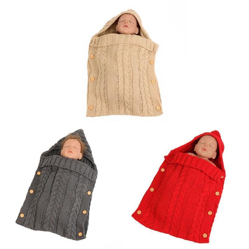 Sleeping Knitted Bag Newborn Baby Autumn Winter Button Stroller Bag Sleeping