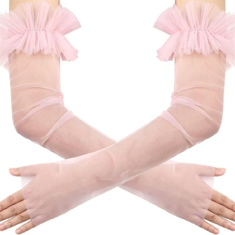 Seethrough Sheer Arm Sleeves Wedding Gloves For Bride Formal Occasion Fingerless Thin Arm Covers for Evening Party Wear