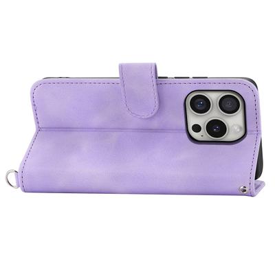 For iPhone 16 Pro Leather Case Multiple Card Slots Phone Cover with 2 Straps