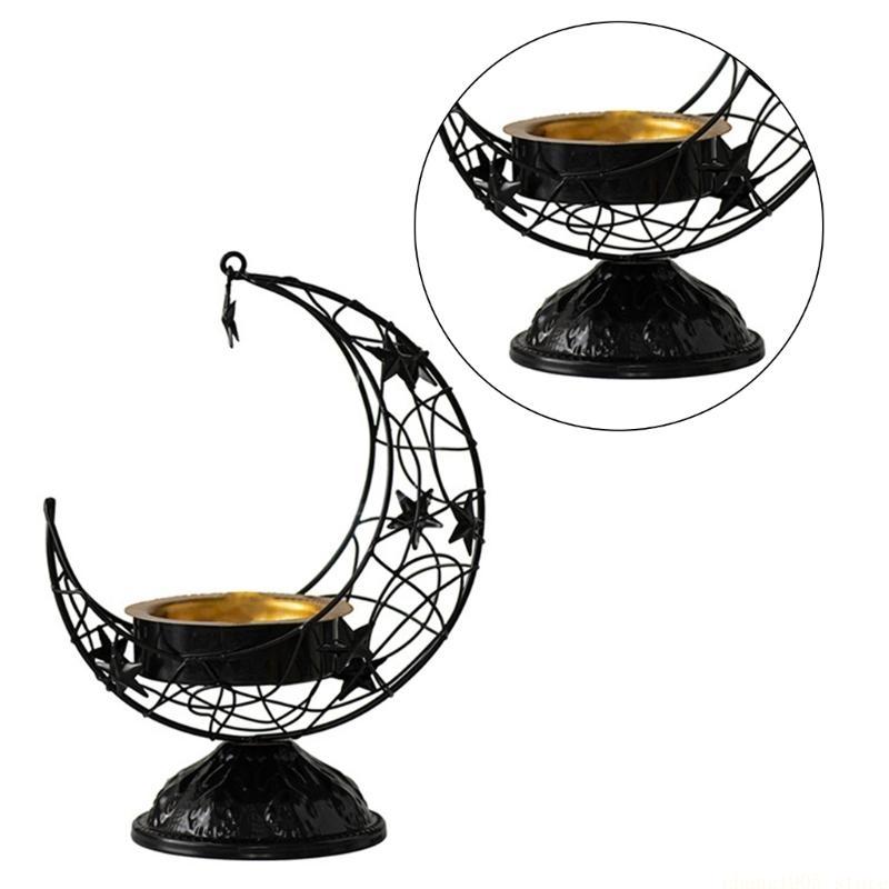 QX2E Unique Metal Craft for Festive Ornaments Moon Censer Holder Home