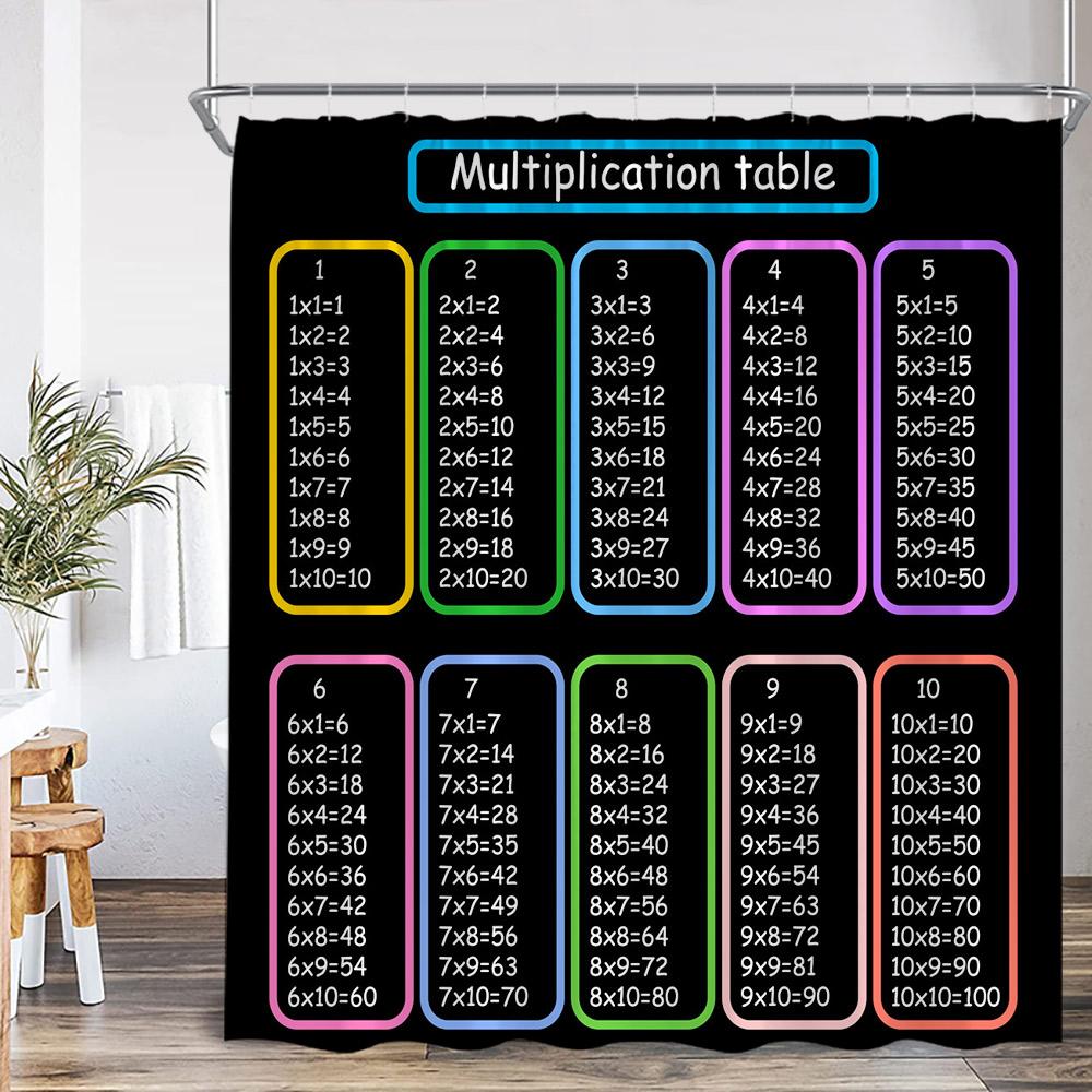 Mutiplication Table Shower Curtain Math Education Study Theme Home Decor For Bathroom Polyester Fabric Bath Curtain With Hook