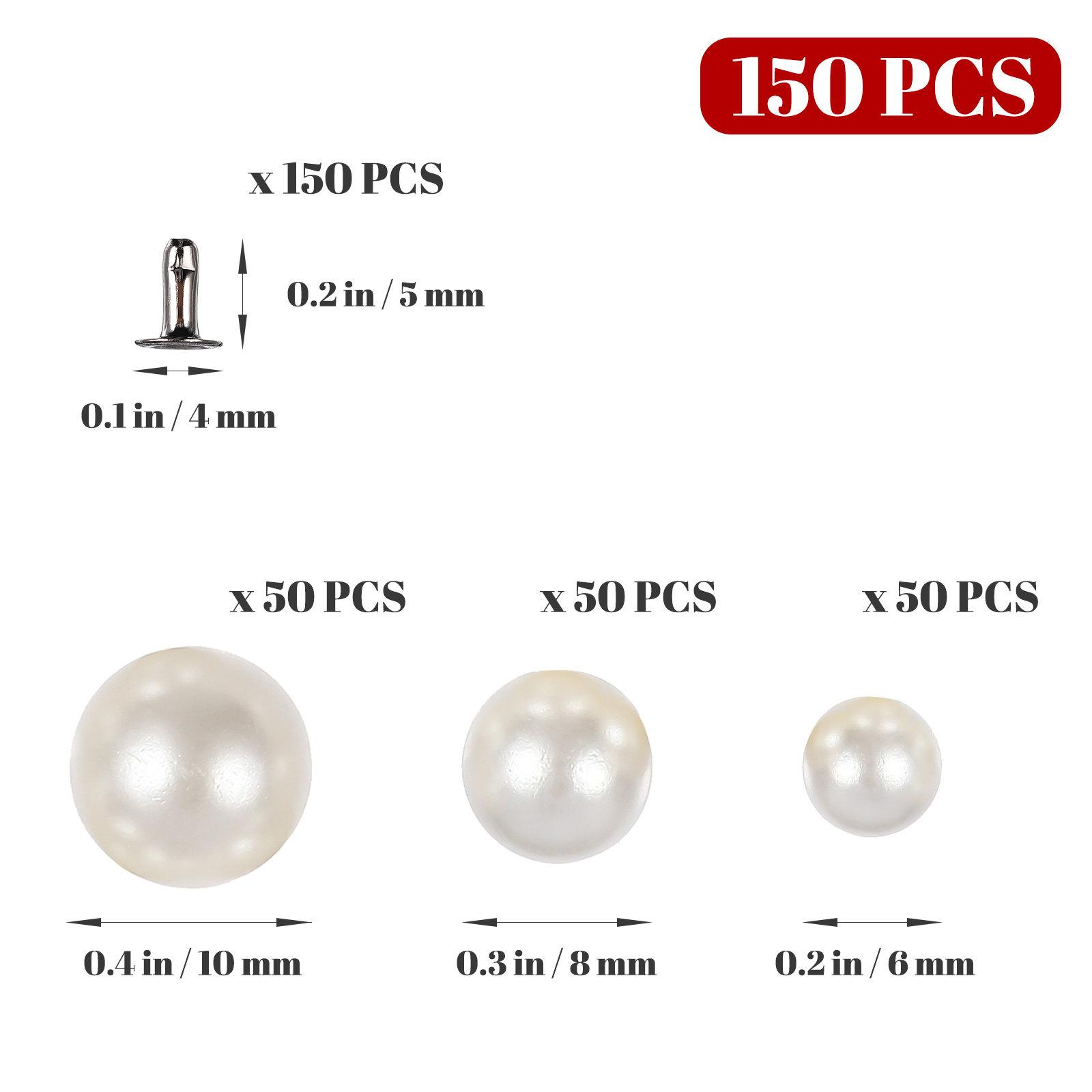 

150Pairs Pearl Rivets Faux Pearls Rivets Studs for Fabric DIY Accessories Clothes Shoes Bags Bridal Veil Studs for Clothing
