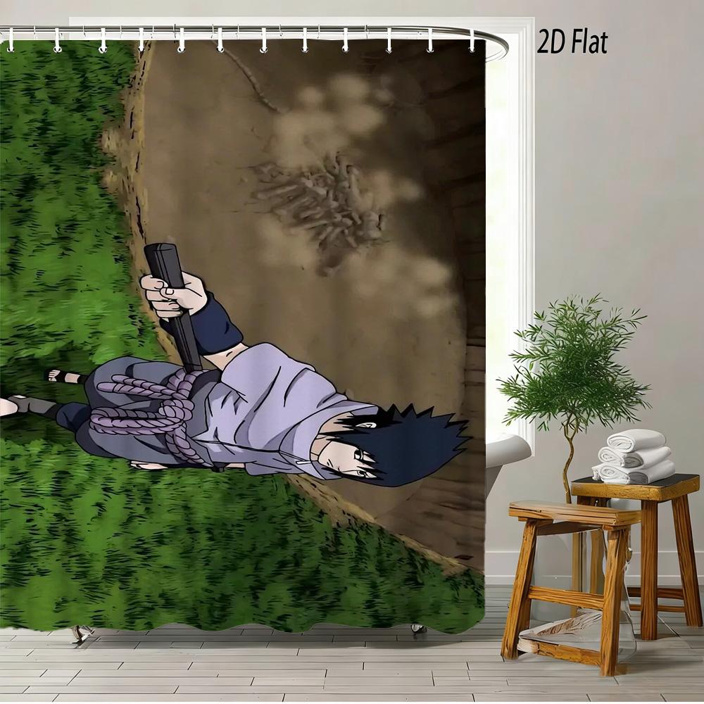 

2D Flat Anime Ninja Nine-Tails Mode Shower Curtain Waterproof Bathroom Decor W60H190(CM)-1 Pcs