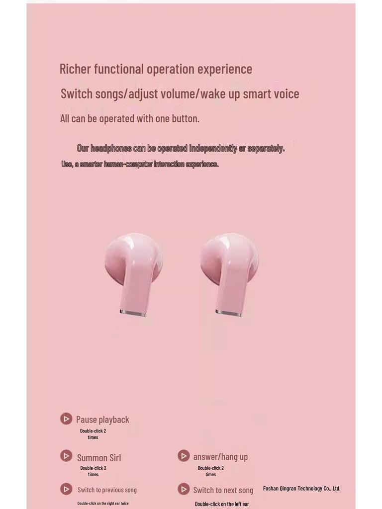 2026 Women's Bluetooth Earphones: Wireless, Semi-in-ear, Ultra-long Battery, Compatible with Apple & Android.