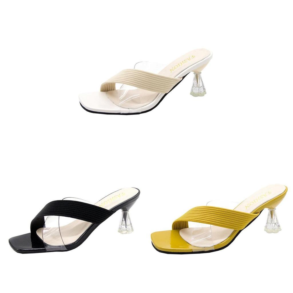 Summer Womens Clear High Heel Sandals With Slipon Design For Casual Wear