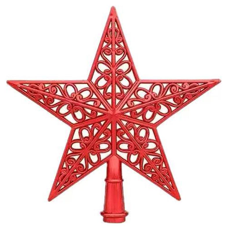 Multicolor 3D Hollowed-Out Star Christmas Tree Topper - Plastic Ornament