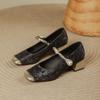 Mary Jane Square Toe High Heels for Women Spring and Summer New with A Thick Single Strap Women's Patchwork Shoes Pumps Zapatos
