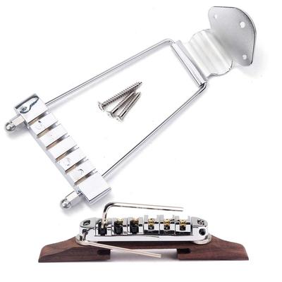 Ogdni 6-strunowy gitarowy mostek strunociągu trapezowego i mostek z siodełkiem rolkowym Jazzowa gitara archtopowa Zamiennik Tune-O-Matic (Chrom)