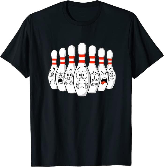 Cartoon Bowling Funny Scared Bowling Pins Classic T-shirt XXXL