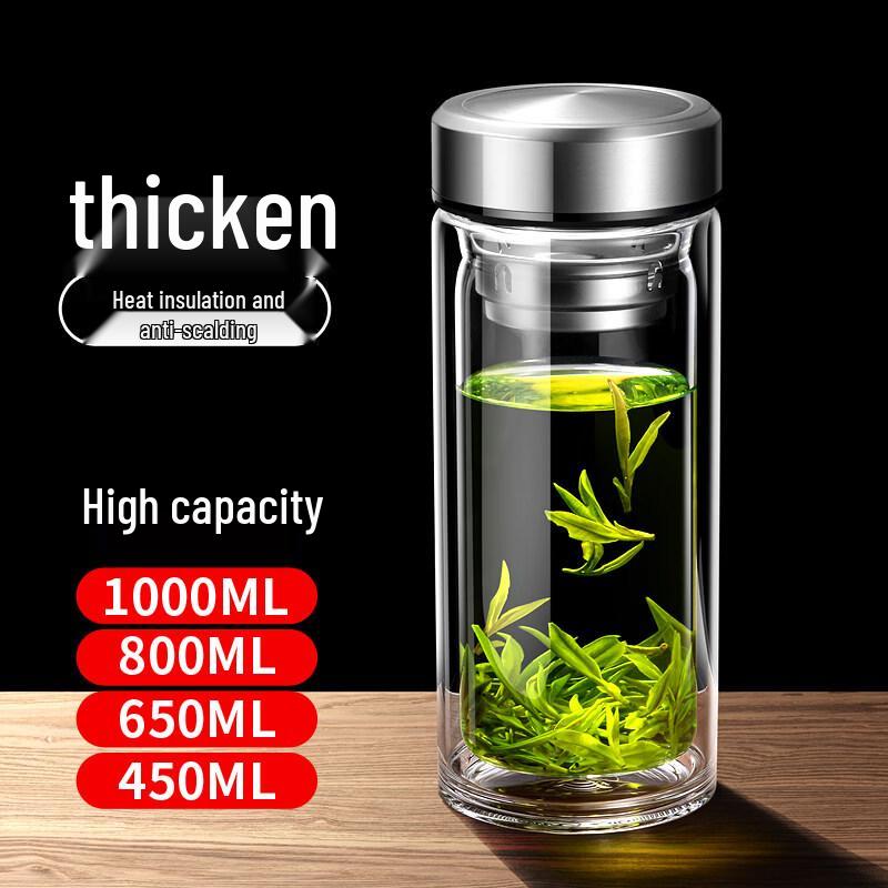 ZISIZ Double-Layer Glass Water Cup