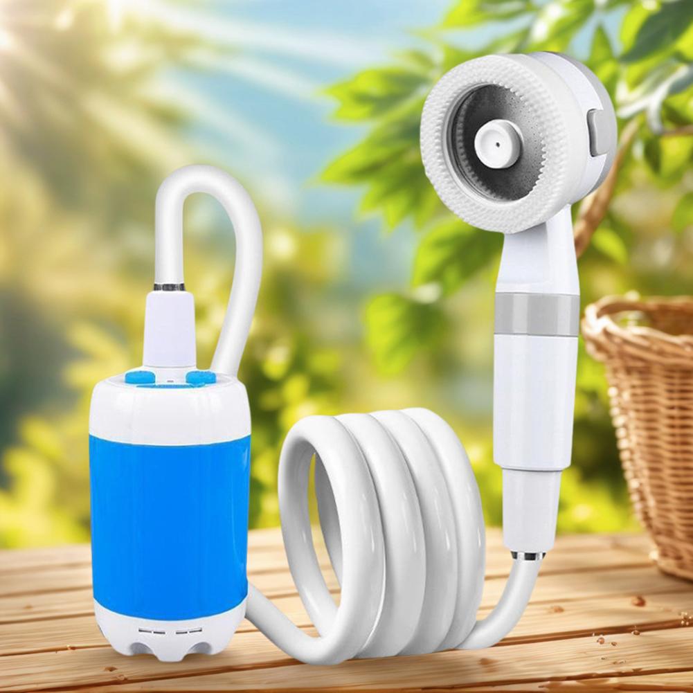 Camping Shower Pump Rechargeable Electric Shower Pump Portable Outdoor Shower Head Sprayer for Camping Car Washing Gardening