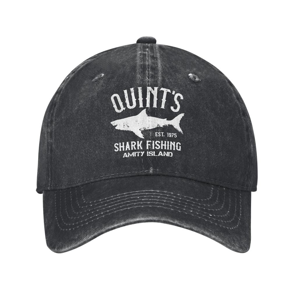 Fashion Quint's Shark Fishing Baseball Caps Distressed Washed Snapback Hat Amity Island 1975 Jaws Outdoor Adjustable Hats