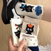 1 Paar lässige bequeme süße Katzen-Cartoon-Socken Damenmode vielseitige Mittelschaftsocken elegante einfache Damensocken