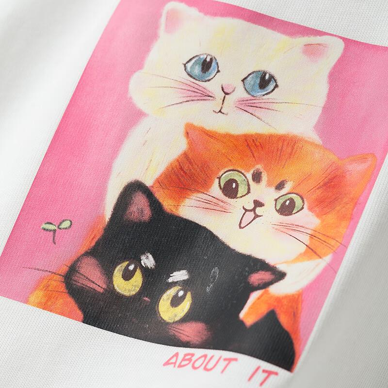 Chuyu Women's Cute Cat Print Cotton T-Shirt