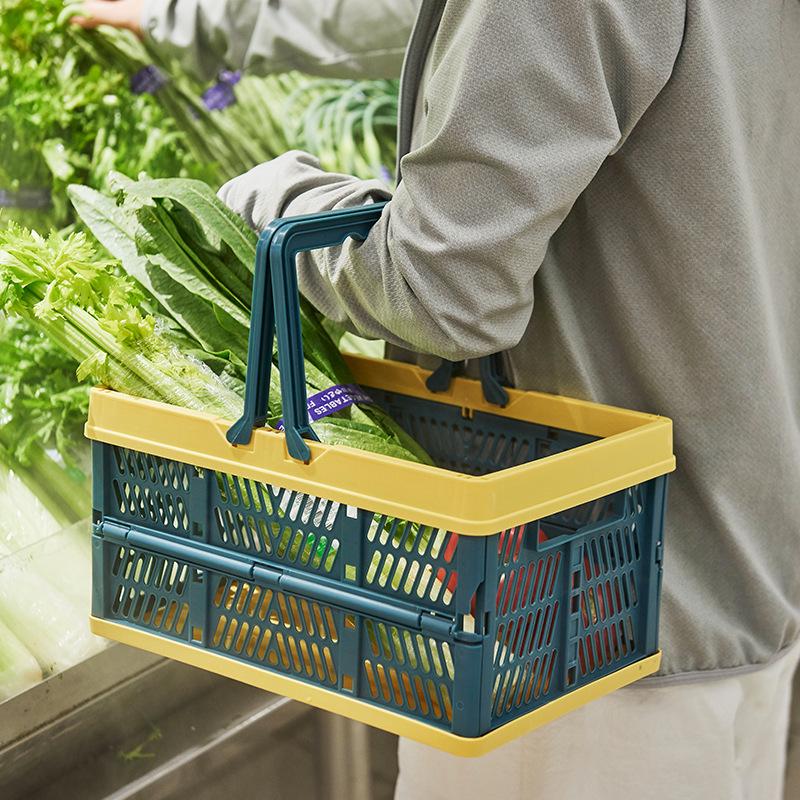 Collapsible Multifunctional Storage Basket for Kitchen, Shopping, and Picnic