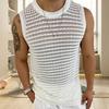 Gilet lavorato a maglia senza maniche con scollo a O da uomo estivo tinta unita slim fit scava fuori pullover sottile top streetwear