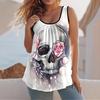 Letnia damska duża rozmiar kamizelka z nadrukiem 3D czaszki luźna modna wygodna miękka oddychająca z okrągłym dekoltem bez rękawów
