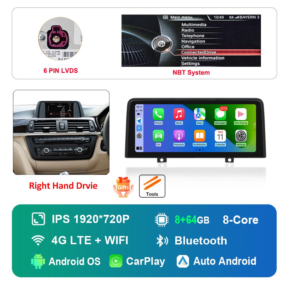 12.3 Inch Right Hand Drvie for BMW 3 4 Series F30 F31 F32 F33 F34 F36 NBT EVO System Android Car Radio Multimedia Player 4G WiFi