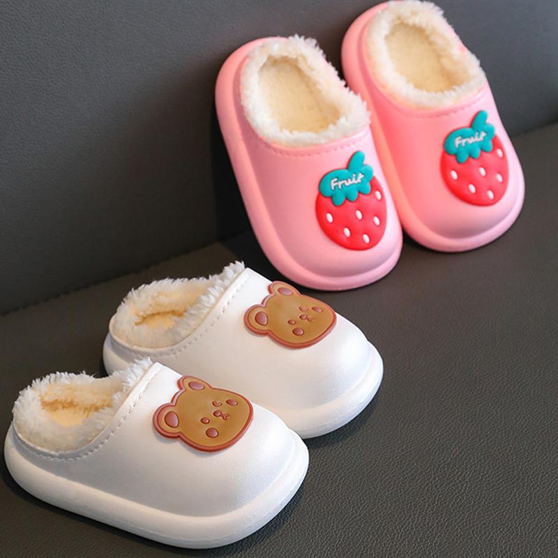 

Хлопковые нескользящие тапочки для отдыха с мультяшным фруктовым узором для мальчиков и девочек