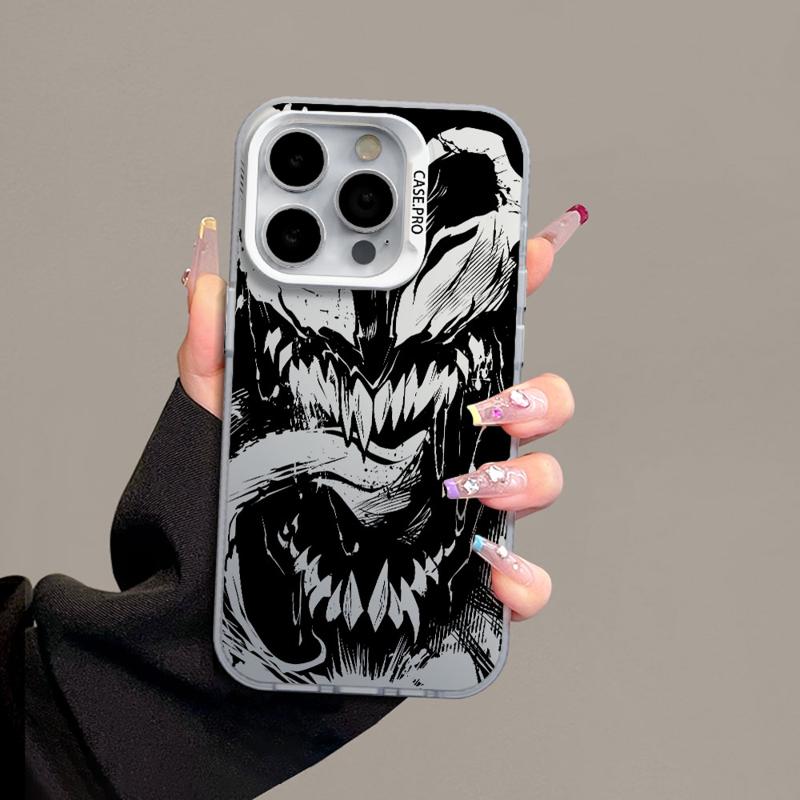 Skvělé barevné stříbrné pouzdro Marvel Venom pro Apple iPhone 15 14 13 11 12 13 Pro Max 14 Plus Funda Luxusní zadní kryt telefonu