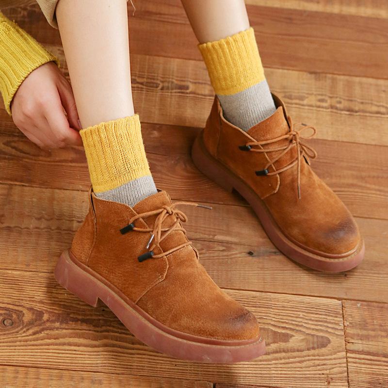 5/10 par damskich zimowych skarpet wełnianych w bloki kolorów, gruba dzianina pętelkowa, ciepły ręcznik, vintage, codzienne, uniwersalne skarpetki