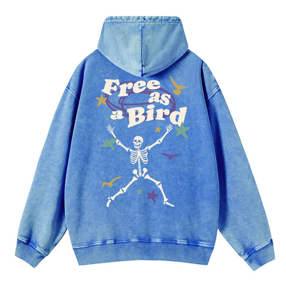 Trendové dámské mikiny s kyselým praním, volné jako pták, s potisky kostlivce, mikiny nadměrné velikosti s kapsou, bavlněné oblečení s kapucí