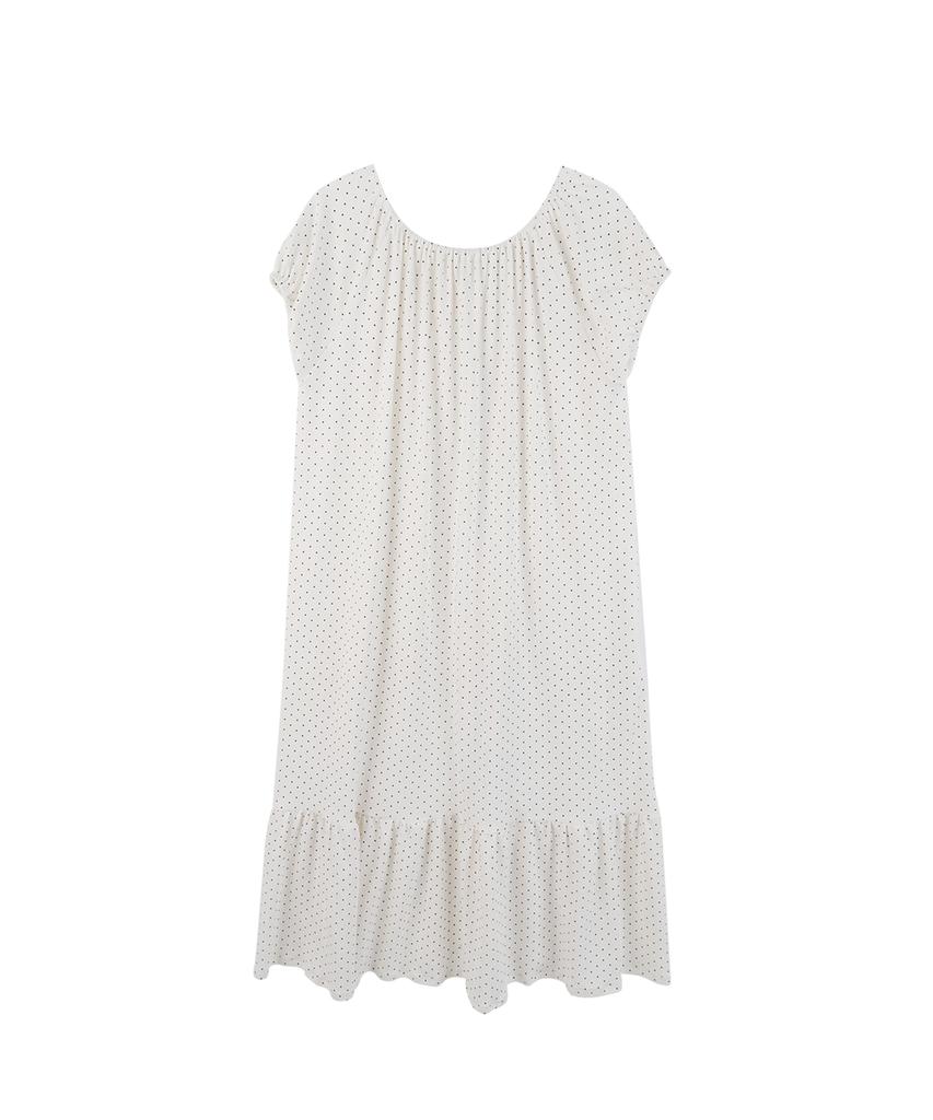 High School Disco Dot Pocket Long Dress_White