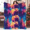 1pc 60x80 Inch Single-Sided Printed Blanket - Vibrant Colorful Bears & Pine Trees Seamless Pattern, Retro Style Soft Durable