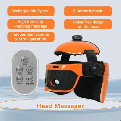 Elektrisch verstellbares Kopf-/Kopfhautmassagegerät, Vibrationsknetmassagehelm, Heim-Kopf-/Augen-Multifunktionsmassagegerät mit Bluetooth