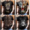 Lin Tiger Muay Thai T-Shirt Kick Boxing 3D Print Vintage Training UV Protect Quick Dry Men Women Unisex Short Sleeve Round Neck MMA Mix Martial Art