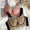 Leopard Lace Bra for Women Sexy Gather and Adjustment Bra Push Up Bra Wide Back Strap Invisible Bra Fancy Underwear