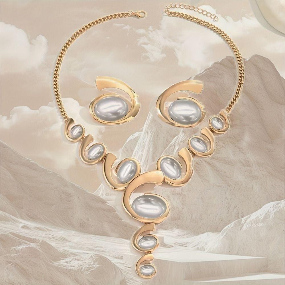 Alloy Spiral Snail Clavicle Chain Adjustable Women Choker Fashion Necklace Earrings Set