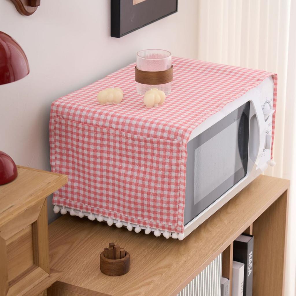 Polyester Cotton Plaid Microwave Dust Cover Single Door Refrigerator Cover Double Door Refrigerator Drum Washing Machine Cover
