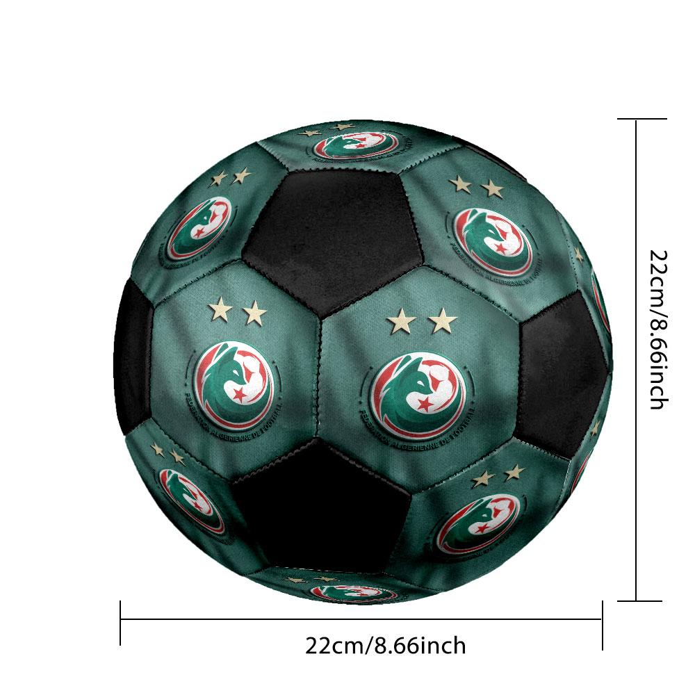 Algeria National Football Logo Size 5 Soccer Ball, Machine-Stitched PVC, Durable & High Bounce, All Ages Fit, Fan Merchandise, Matches & Outdoor Use.