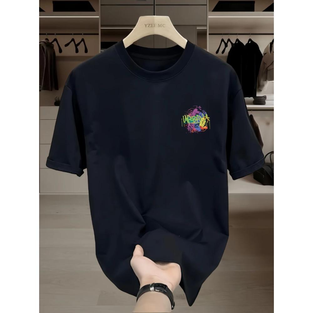 Sommermote Heavyweight Retro menns engelske bokstaver 100 % bomull trykt rundhals Høykvalitets Casual Fitness Street T-skjorte