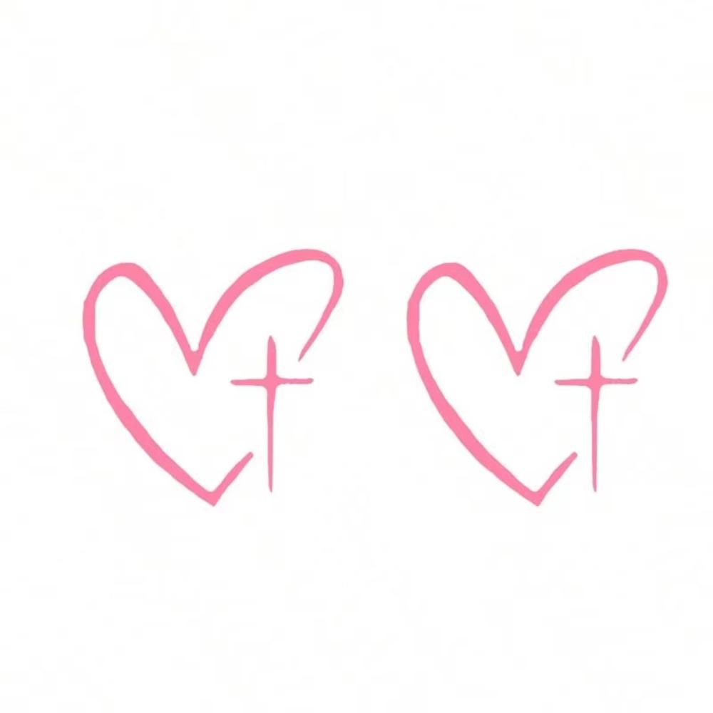 2Pcs/Set Heart Pattern Car Mirror Sticker Waterproof Heart Cross Sticker  Car Exterior Accessories розовый