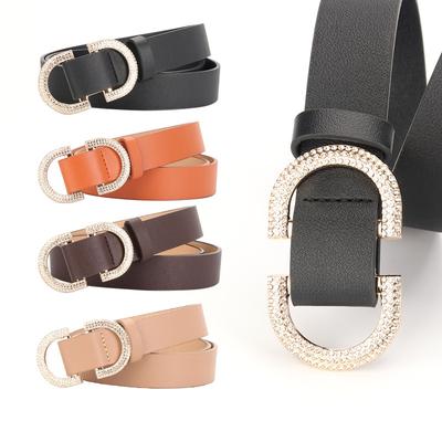 Ladies Double D Alloy Japanese Buckle Simple Decoration, Jeans Retro Atmosphere Elegant Non-Porous Belt