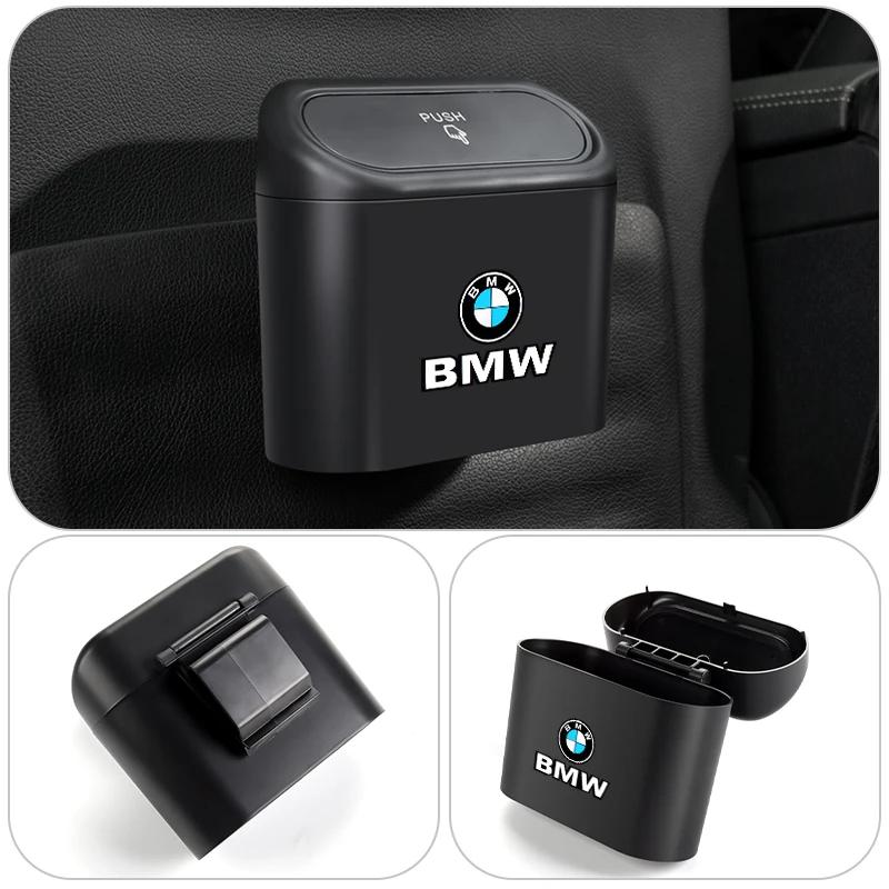 Car Sticker Hot 2025 Car Trash Can Hanging Garbage Bin Pressing Box With Lid For BMW X3 X5 M5 M3 E46 E90 E60 F10 E39 F30 E36 G30