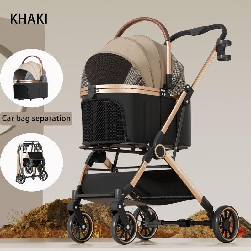 Pet Stroller for Medium/Small Dogs - Detachable Carrier, Foldable, Shock-Absorbing Design
