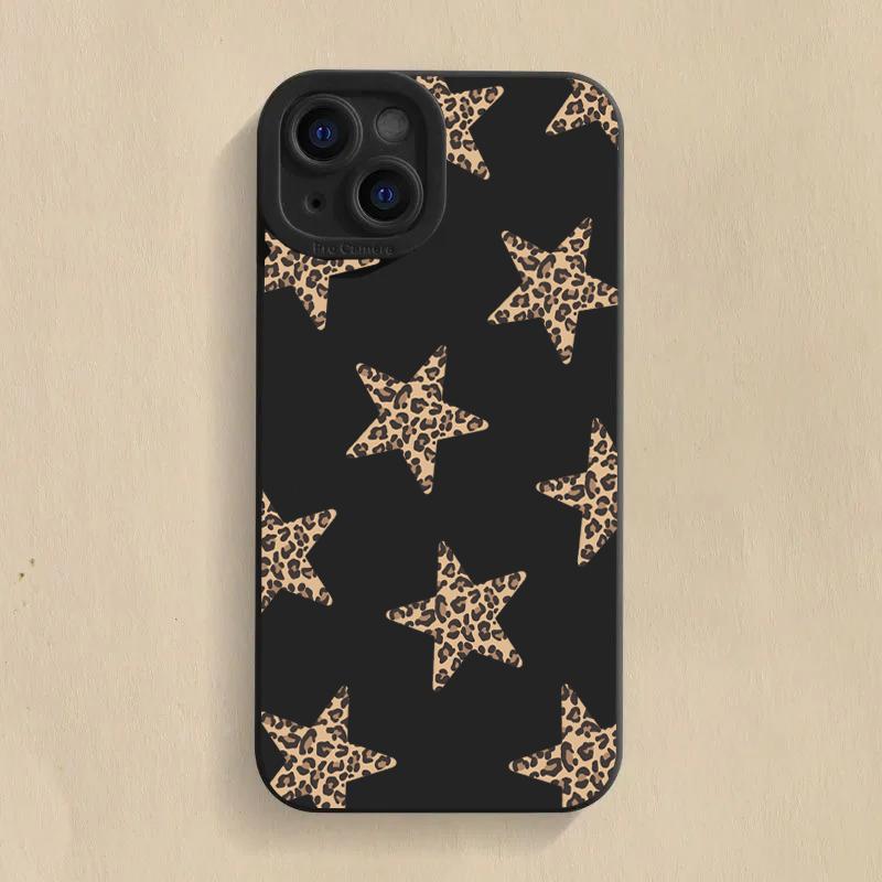 Leopard Print Star Bow Silicone Phone Case For Xiaomi Mi 15 14T 13T 12T Pro 14 13 11 Lite 5G NE Poco F6 F5 X5 M6 X7 Pro Cover