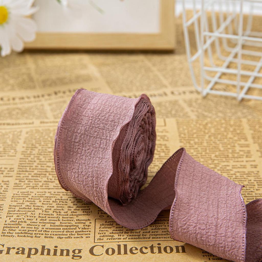 Panglică de In de Calitate Superioară: Volane elastice plisate de 4 cm pentru buchet de Ziua Mamei sau ambalaj cutie tort.