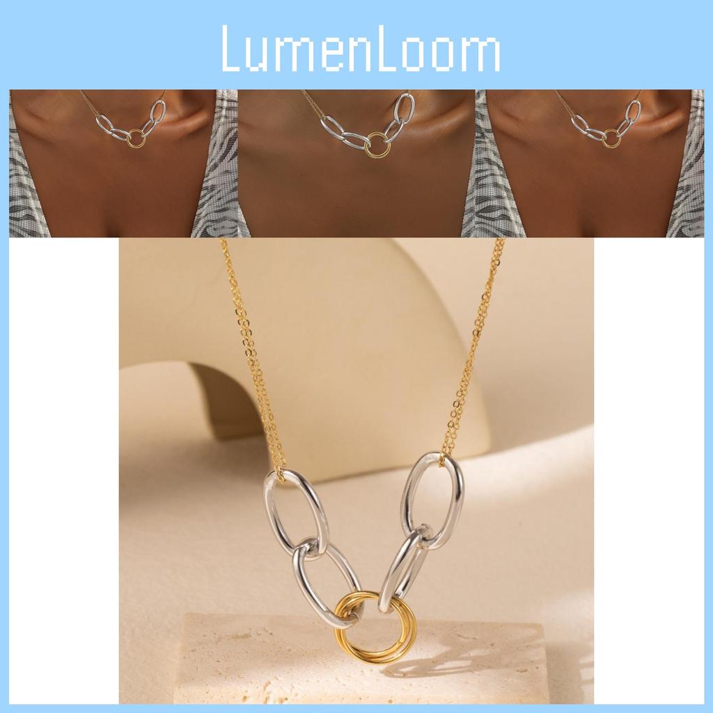 Trendy Two-tone Chain Pendant Necklace For Women Chic Modern Jewelry For Gifting