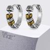 Boucles d'oreilles créoles Vnox Texture Vintage pour Hommes, Boucles d'oreilles Couleur Or Argent pour Piercing Cartilage Oreille Bijoux Cadeau
