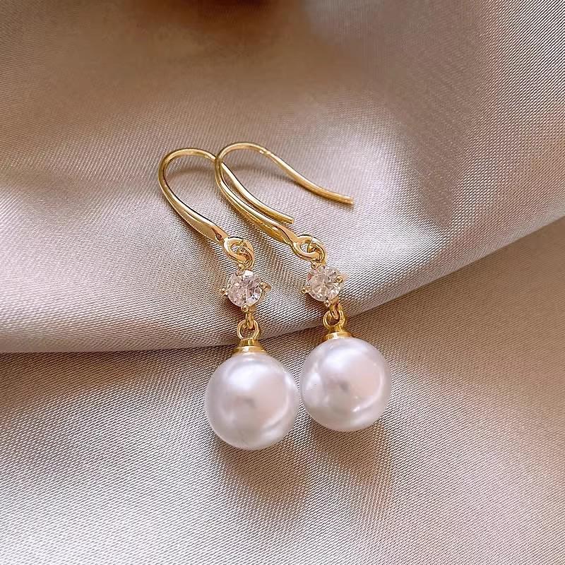 Korean Style S925 Silver Pearl Stud Earrings for Women - Simple, Elegant, and High-End