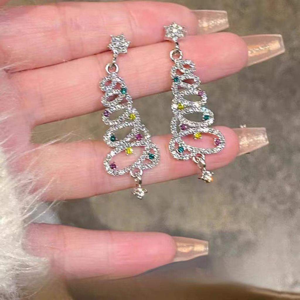 2024 Herbst/Winter Bunte Diamant Weihnachtsbaum Ohrstecker - Eleganter, hochwertiger Damenschmuck