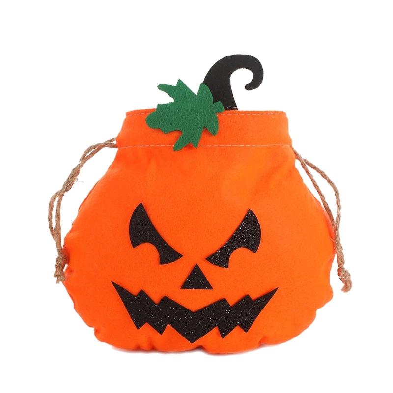 Pumpkin Shape Trick or Treats Bag Halloweens Candy Collector With Soft Handle for Holiday Accessory Storage Pouch