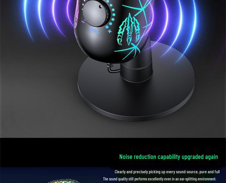 Enping USB Gaming Condenser Microphone with RGB Lights for Streaming & Karaoke