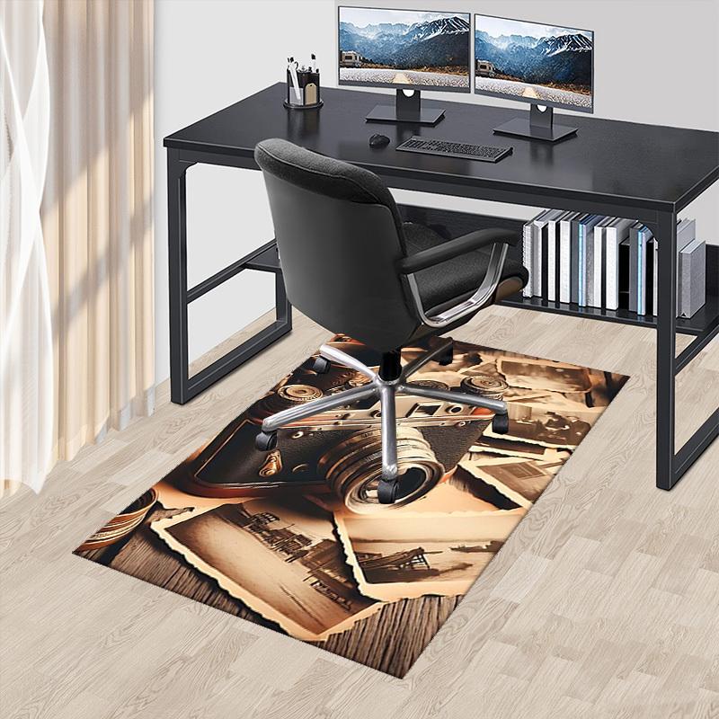 1pc Vintage Camera & Old Photos Chair Mat - Office Desk Pad, Non-Slip Carpet for Home Decor, Suitable for All Seasons, Festive Gift.P018