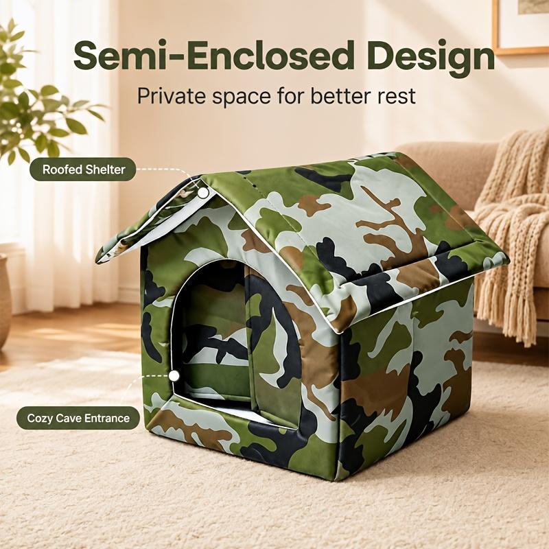 Foldable Outdoor Cat House Aluminum Foil Thermal Insulation Waterproof Camouflage Pet Shelter Winter Warm House